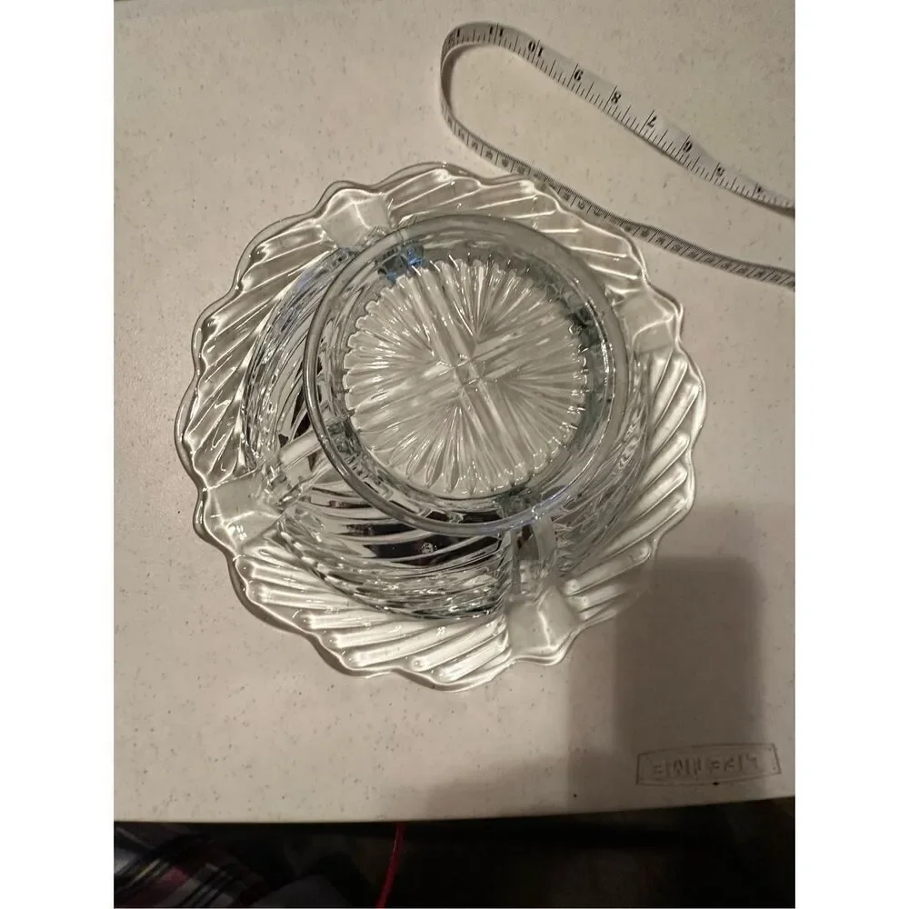 Vintage Clear Indian Swirled Design Glass Bowl